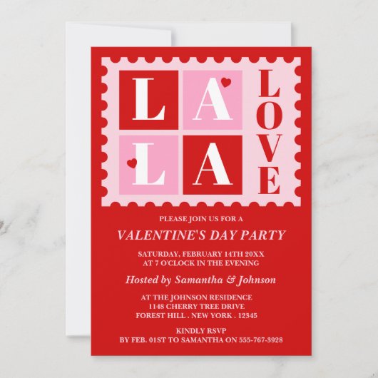 La La Love Valentijnsdag Feest Uitnodiging (Voorkant)