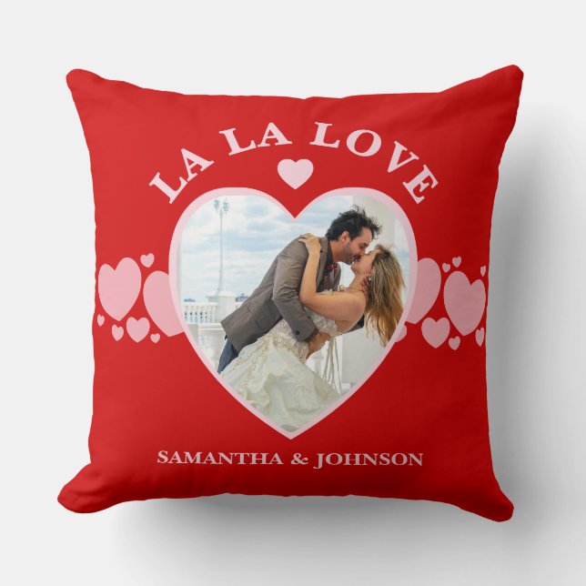 La La Love Valentijnsdag Koppel Foto Kussen (Voorkant)