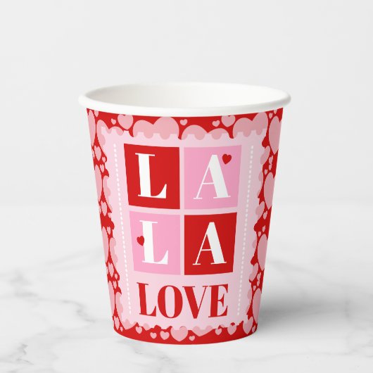 La La Love Valentine’s Day Papieren Bekers (Voorkant)