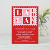 La La Love Valentine’s Day Party Invitation Kaart (Staand voorkant)