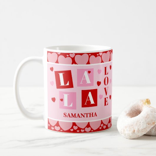 La La Love Valentine’s Day Personalized Mug Koffiemok (Met donut)