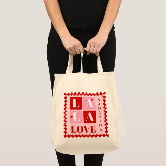 La La Love Valentine’s Day Personalized Tote Bag (Voorkant (product))