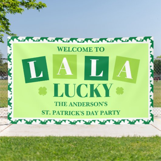 La La Lucky St. Patrick's Day Feestelijke Begroeti Spandoek (Buitenkant)