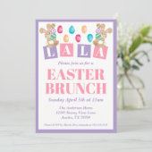 La La Pasen Konijn Pasen Brunch Uitnodiging (Staand voorkant)