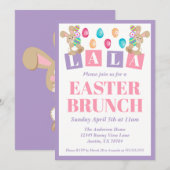 La La Pasen Konijn Pasen Brunch Uitnodiging (Voorkant / Achterkant)