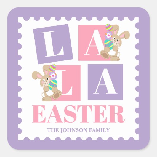 La La Pasen Konijn Pastel Sticker (Voorkant)