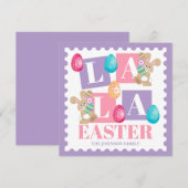 La La Pasen Pastel Konijn Feestdagenkaart (Voorkant / Achterkant)