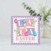 La La Pasen Pastel Konijn Feestdagenkaart (Staand voorkant)