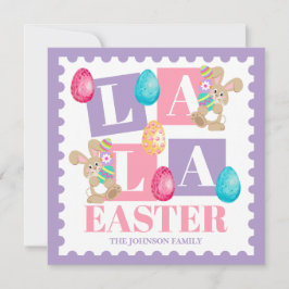 La La Pasen Pastel Konijn Feestdagenkaart