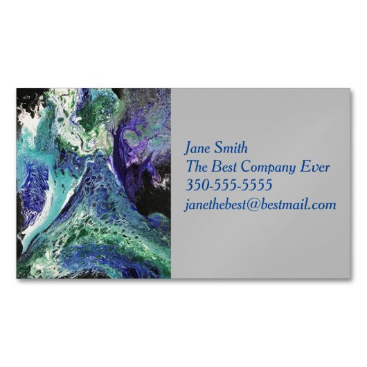 La Laguna #1 schilderij in blauw, blauwgroen Magnetisch Visitekaartje (Voorkant)