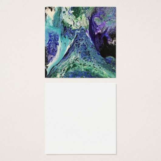 La Laguna #1 schilderij in blauw, blauwgroen, prof Vierkante Visitekaartjes (Voorkant /achterkant)