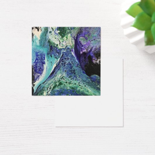 La Laguna #1 schilderij in blauw, blauwgroen, prof Vierkante Visitekaartjes (Bureau)