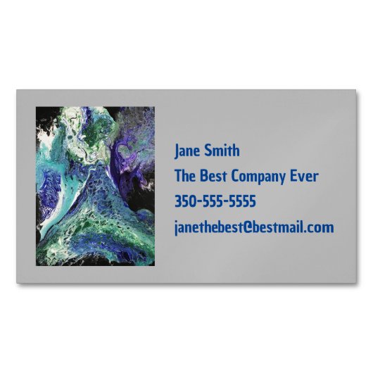 La Laguna #1 schilderij in blauw, blauwgroen Visit Magnetisch Visitekaartje (Voorkant)