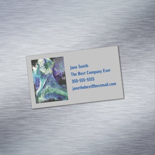 La Laguna #1 schilderij in blauw, blauwgroen Visit Magnetisch Visitekaartje (Voorbeeld)