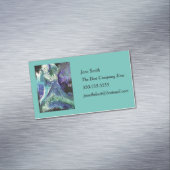 La Laguna #1 schilderij in blauw, blauwgroen Visit Magnetisch Visitekaartje (Voorbeeld)