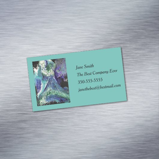 La Laguna #1 schilderij in blauw, blauwgroen Visit Magnetisch Visitekaartje (Voorbeeld)