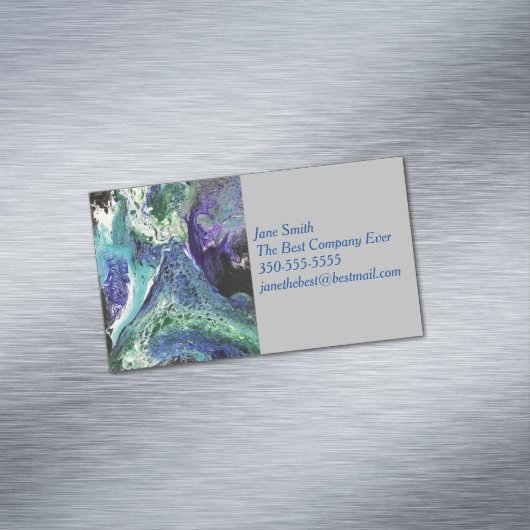 La Laguna #1 schilderij in blauw, blauwgroen Visit Magnetisch Visitekaartje (Voorbeeld)