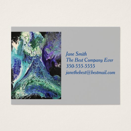 La Laguna #1 schilderij in blauw, blauwgroen Visit Visitekaartje (Voorkant)