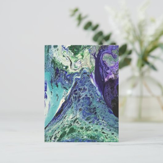 La Laguna #1 schilderij in blauw, blauwgroen, wit Briefkaart (Staand voorkant)