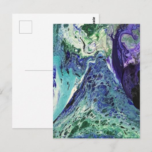 La Laguna #1 schilderij in blauw, blauwgroen, wit Briefkaart (Voorkant / Achterkant)