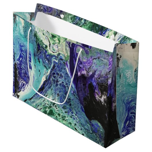 La Laguna #1 schilderij in blauw, blauwgroen, wit Groot Cadeauzakje (Voorkant Gekanteld)