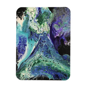 La Laguna #1 schilderij in blauw, blauwgroen, wit Magneet