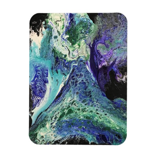 La Laguna #1 schilderij in blauw, blauwgroen, wit Magneet (Verticaal)