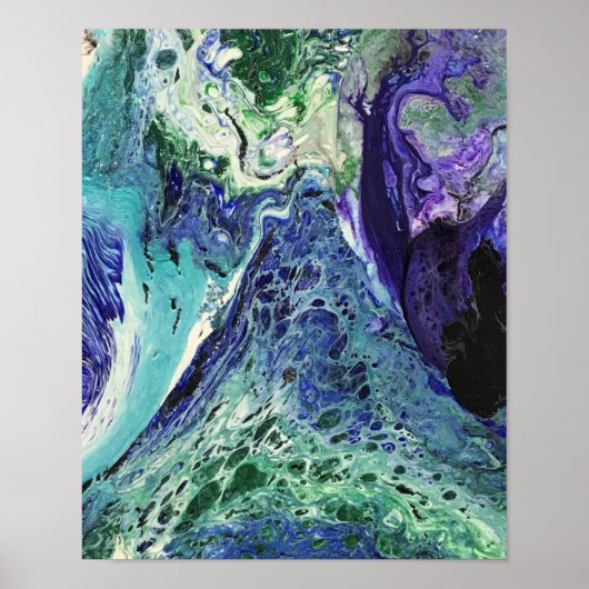 La Laguna #1 schilderij in blauw, blauwgroen, wit Poster (Voorkant)