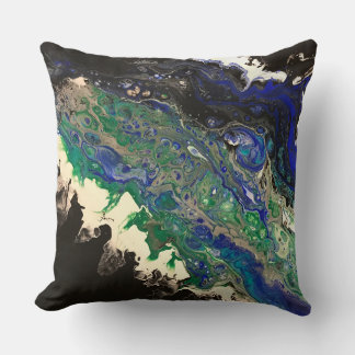 La Laguna schilderij zwart blauw blauwgroen wit Kussen