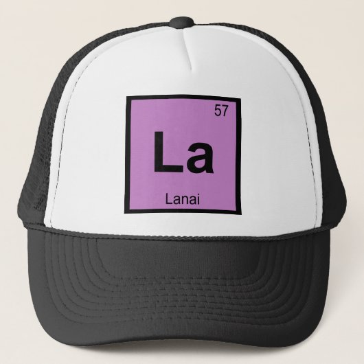 La - Lanai Hawaii Island Chemistry Periodic Table Trucker Pet (Voorkant)