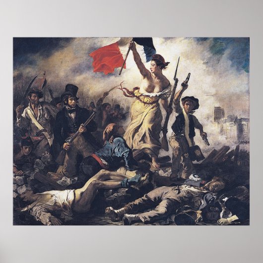 La liberté guidant le peupl door Eugène Delacroix Poster (Voorkant)