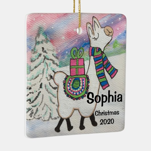 La Llama Cute Whimsical Ceramic Ornament (Rechts)