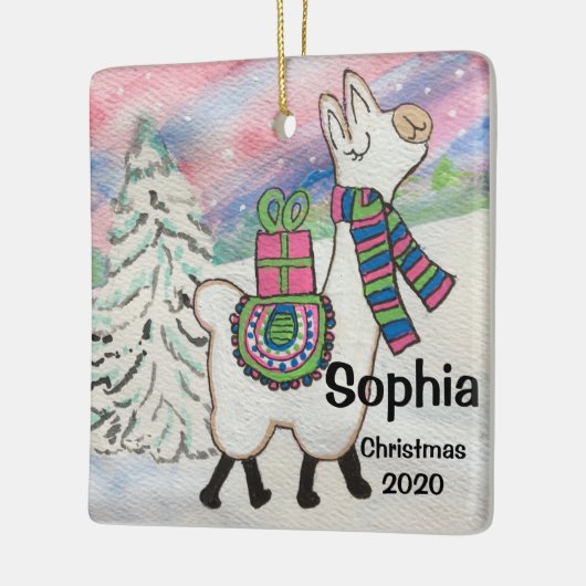 La Llama Cute Whimsical Ceramic Ornament (Links)