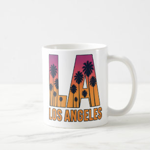 LA Los Angeles Palm Trees Sunset Retro Design Koffiemok