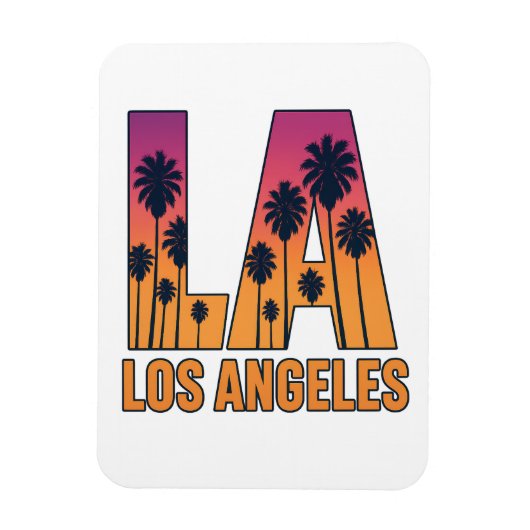 LA Los Angeles Palm Trees Sunset Retro Design Magneet (Verticaal)