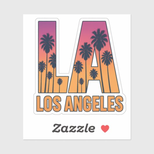 LA Los Angeles Palm Trees Sunset Retro Design Sticker (Vel)