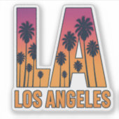 LA Los Angeles Palm Trees Sunset Retro Design Sticker (Voorkant)