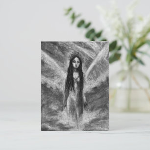La Luna Dark Angel Fairy Goth Vrouw Originele Kuns Briefkaart