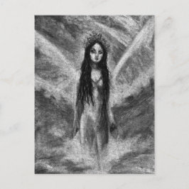 La Luna Dark Angel Fairy Goth Vrouw Originele Kuns Briefkaart