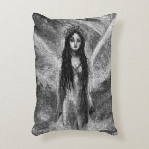 La Luna Donkere Engel Fee Vrouw Goth Fantasy Kunst Accent Kussen