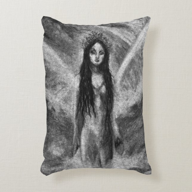 La Luna Donkere Engel Fee Vrouw Goth Fantasy Kunst Accent Kussen (Voorkant(Verticaal))