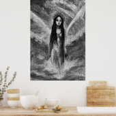 La Luna Donkere Engel Fee Vrouw Goth Fantasy Kunst Poster (Keuken)