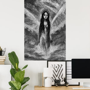 La Luna Donkere Engel Fee Vrouw Goth Fantasy Kunst Poster