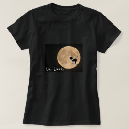 La Luna slogan gothic black cat met volle maan T-shirt