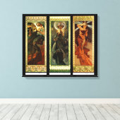 La lune et les étoiles door Alphonse Mucha Canvas Afdruk (Insitu (Houten vloer))