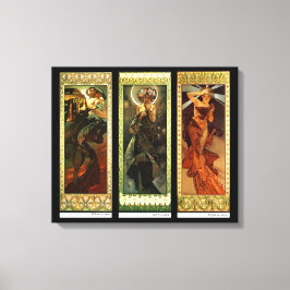 La lune et les étoiles door Alphonse Mucha Canvas Afdruk