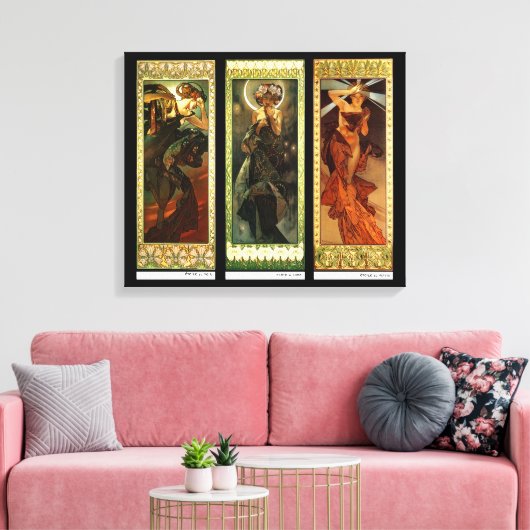 La lune et les étoiles door Alphonse Mucha Canvas Afdruk (Insitu (Woonkamer))