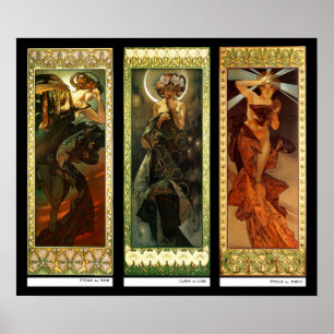 La lune et les étoiles door Alphonse Mucha Poster