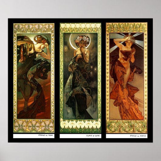 La lune et les étoiles door Alphonse Mucha Poster (Voorkant)