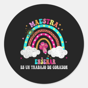 La Maestra Bilingual Spaans Leraar Voor Vrouwen On Ronde Sticker